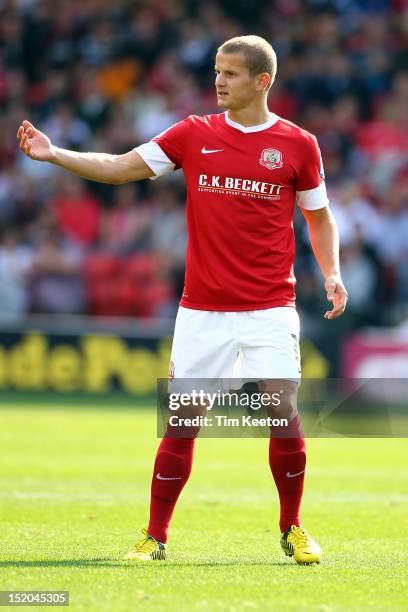 Barnsley's Tomasz Cywka during the npower Championship match between Barnsley and Blackpool at Oakwell Stadium on September 15, 2012 in Barnsley,...