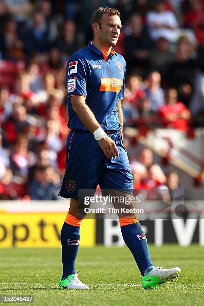 Blackpool's Ian Evatt during the npower Championship match between Barnsley and Blackpool at Oakwell Stadium on September 15, 2012 in Barnsley,...