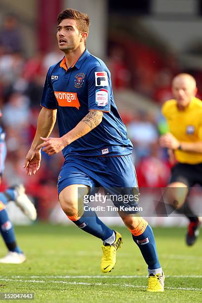 Blackpool's Tiago Gomes during the npower Championship match between Barnsley and Blackpool at Oakwell Stadium on September 15, 2012 in Barnsley,...