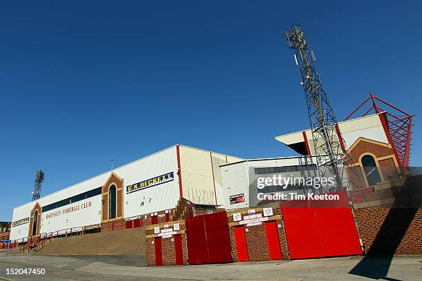 General View of Oakwell Stadium, Barnsley Football Club during the npower Championship match between Barnsley and Blackpool at Oakwell Stadium on...