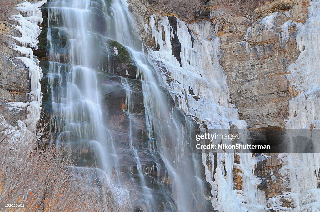 Freezing over waterfall