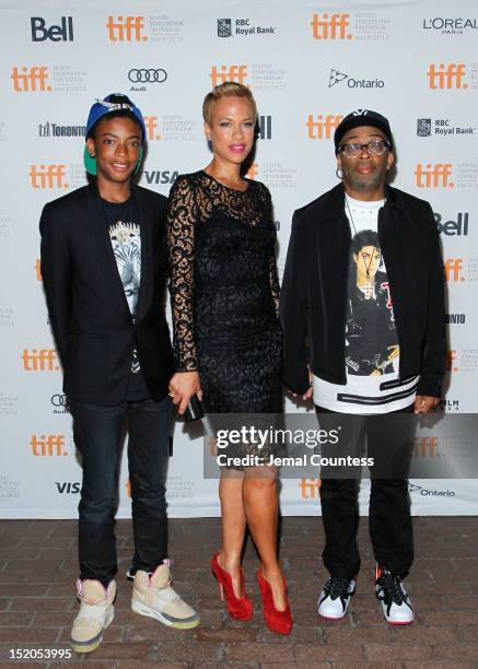 Director Spike Lee with wife Tonya Lewis Lee and son Jackson Lee attend the "Bad 25" Premiere during the 2012 Toronto International Film Festival...