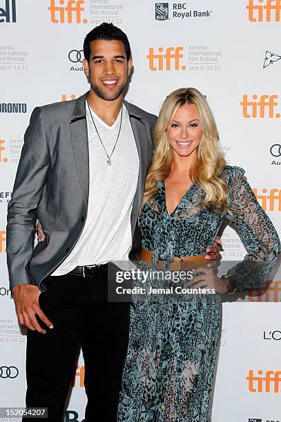 Basketball player Landry Fields of the Toronto Raptors and Elaine Alden attend the "Bad 25" Premiere during the 2012 Toronto International Film...