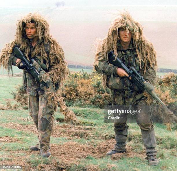 -- Picture dated 1997 shows British snipers in full camouflage on a patrol in an undisclosed location. British and US Special forces are expected to...