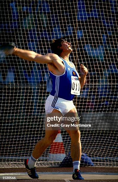Jurgen Schult of East Germany in action during the Discus event at the East Berlin Grand Prix in East Germany. Schult finished in first place. \...