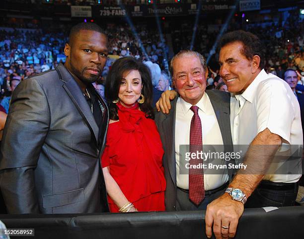 Curtis Jackson aka. 50 Cent, Lovee Arum, Bob Arum and Steve Wynn attend the Chavez Jr vs. Martinez Fight at the Thomas & Mack center co-sponsored by...