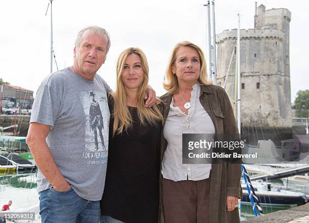 Yves Renier, Mathilde Seigner and the writer Veronique Vasseur pose during the 'Medecin chef de la sante' Photocall at La Rochelle Fiction Television...