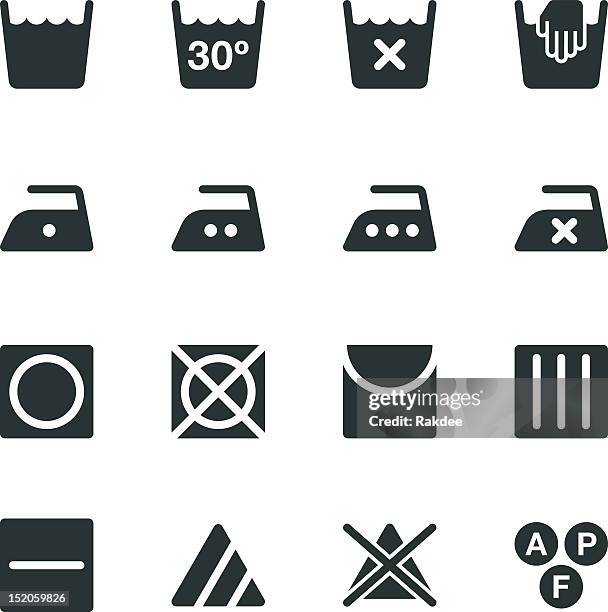 stockillustraties, clipart, cartoons en iconen met laundry sign silhouette icons | set 1 - wasserette