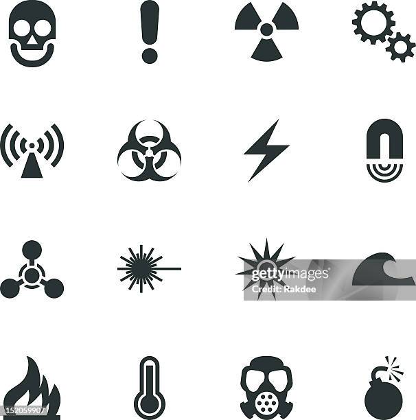 hazard sign silhouette icons - warning symbol stock-grafiken, -clipart, -cartoons und -symbole