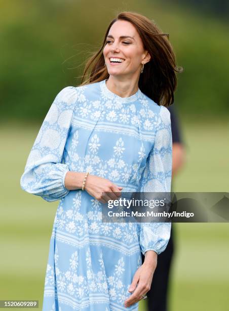 Catherine, Princess of Wales attends the Out-Sourcing Inc. Royal Charity Polo Cup 2023 at Guards Polo Club, Flemish Farm on July 6, 2023 in Windsor,...