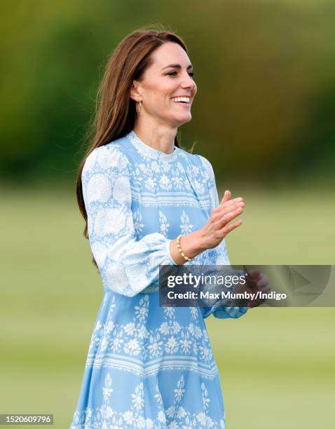 Catherine, Princess of Wales attends the Out-Sourcing Inc. Royal Charity Polo Cup 2023 at Guards Polo Club, Flemish Farm on July 6, 2023 in Windsor,...