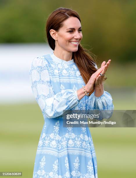 Catherine, Princess of Wales attends the Out-Sourcing Inc. Royal Charity Polo Cup 2023 at Guards Polo Club, Flemish Farm on July 6, 2023 in Windsor,...