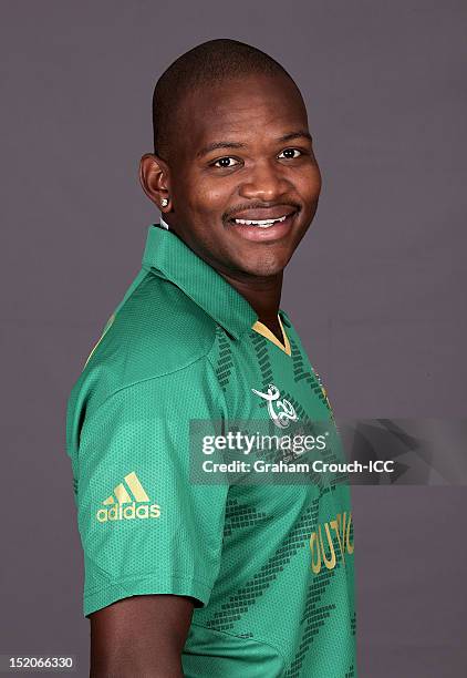 South African Lonwabo Tsotsobe poses at a portrait session ahead of the ICC T20 World Cup on September 16, 2012 in Colombo, Sri Lanka.