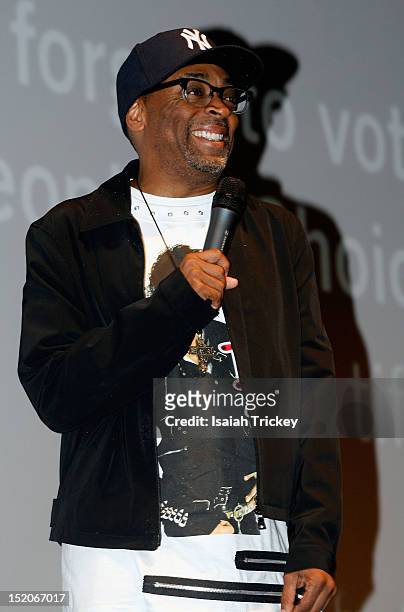 Director Spike Lee attends the 'Bad 25' Premiere at the 2012 Toronto International Film Festival at Ryerson Theatre on September 15, 2012 in Toronto,...