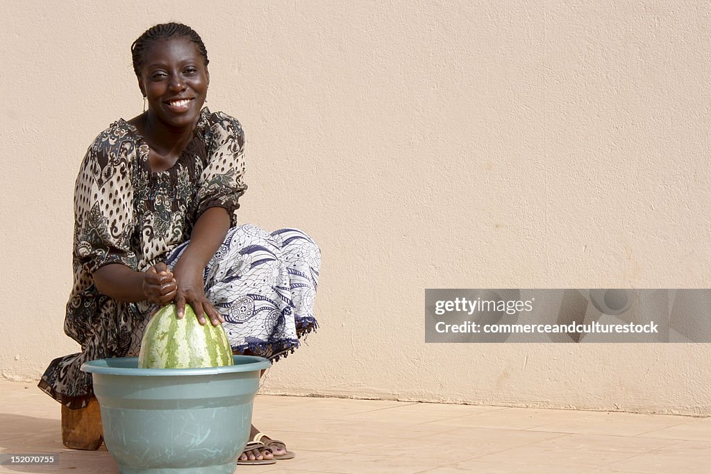 Woman with watermelon