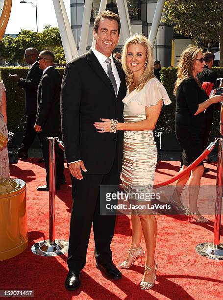 Actor Rob Riggle and wife Tiffany Riggle attend the 2012 Primetime Creative Arts Emmy Awards at Nokia Theatre L.A. Live on September 15, 2012 in Los...