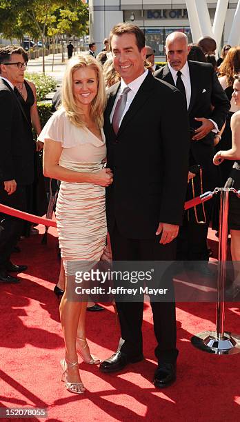 Tiffany Riggle and Rob Riggle arrive at the 2012 Primetime Creative Arts Emmy Awards at Nokia Theatre L.A. Live on September 15, 2012 in Los Angeles,...