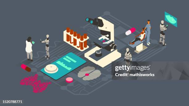 endocrinology ai illustration - technology disruptor stock illustrations