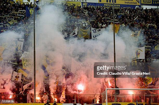 Parma fans during the Italian Serie A match between Parma and Roma played at the Stadio Tardini in Turin, Italy. Parma won the game 2-0. \ Mandatory...