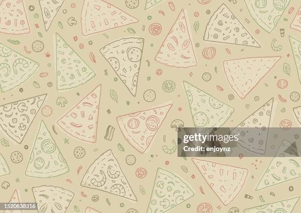 seamless pizza sketch wallpaper vector illustration - pepperoni stock illustrations