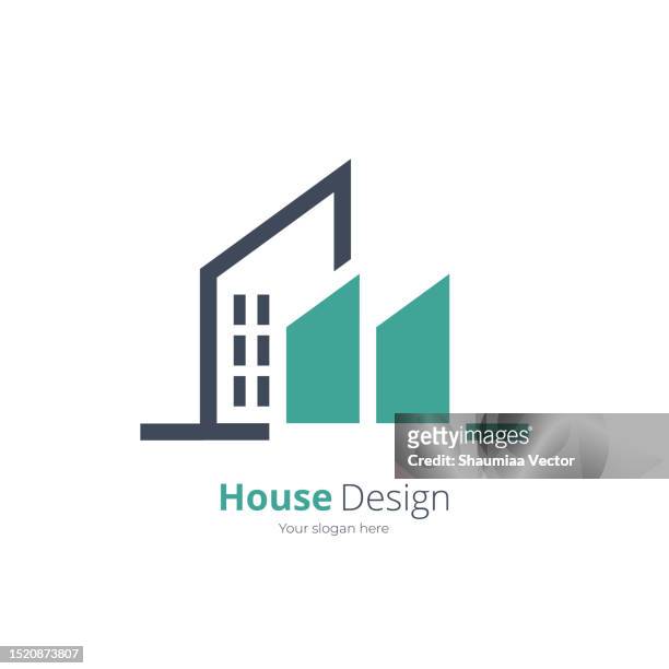 3 houses and home symbol concept design on white background - real estate business card stock illustrations
