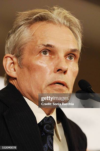 Jury member Peter Keough speaks at the 37th Toronto International Film Festival Award Winner Ceremony held at the InterContinental Toronto Center...