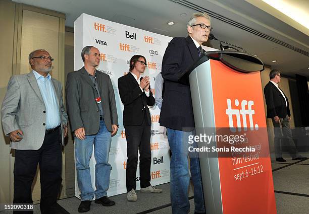 Jury member Peter Keough speaks at the 37th Toronto International Film Festival Award Winner Ceremony held at the InterContinental Toronto Center...