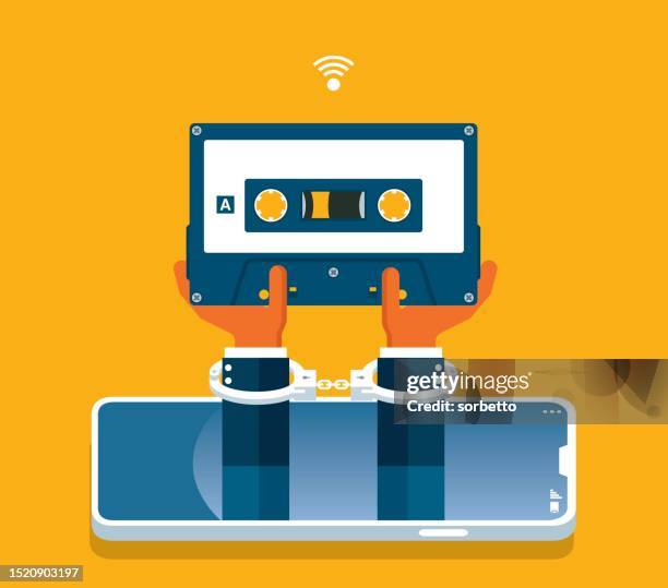 cyber crime - record - analog audio - black market stock illustrations