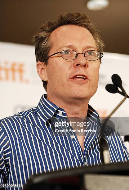 Programmer Thom Powers speaks at the 37th Toronto International Film Festival Award Winner Ceremony held at the InterContinental Toronto Center Hotel...