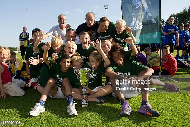 Germany celebrates after winning during the KOMM MIT amateur tournament at the August Wenzel Stadium on September 16, 2012 in Barsinghausen, Germany.
