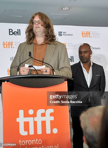 Shorts Jury memeber Reginald Harkema speaks at the 37th Toronto International Film Festival Award Winner Ceremony held at the InterContinental...