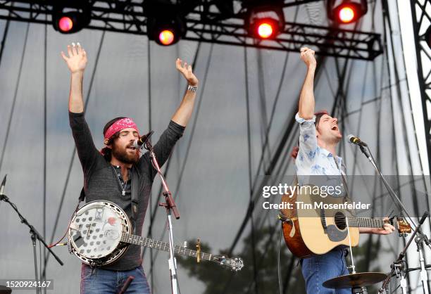 Scott Avett and Seth Avett of The Avett Brothers perform during the Austin City Limits Music Festival at Zilker Park on October 2, 2009 in Austin,...