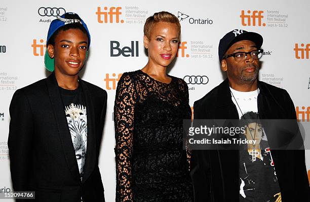 Director Spike Lee with wife Tonya Lewis Lee and son Jackson Lee attend the 'Bad 25' Premiere during the 2012 Toronto International Film Festival