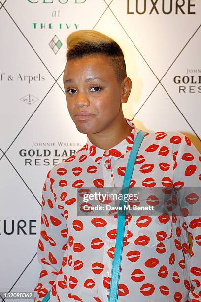 Gemma Cairney arrives at the Fearless Party with LUXURE Magazine at The Club at The Ivy on September 16, 2012 in London, England.