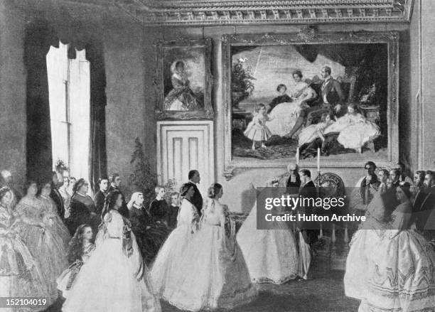 Princess Alice of the United Kingdom marries Louis IV, Grand Duke of Hesse at Osborne House on the Isle of Wight, 1st July 1862. Alice is the third...