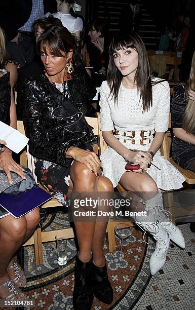 Countess Debbie von Bismarck and Annabelle Neilson attend the front row for the Philip Treacy show on day 3 of London Fashion Week Spring/Summer...