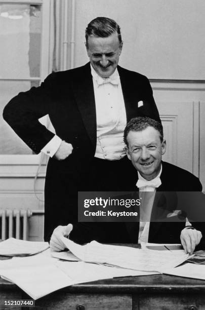 Operatic tenor Peter Pears with English composer Benjamin Britten , 6th November 1962.