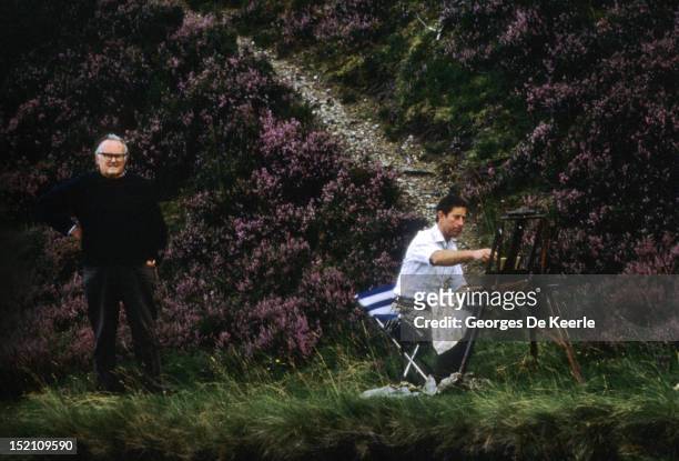 Prince Charles sketching in Balmoral, Scotland, 1984 circa.