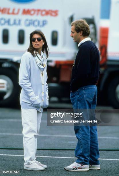 Stefano Casiraghi and Princess Caroline of Monaco during the Off Shore World Championship in Guernsey on September 17, 1988.