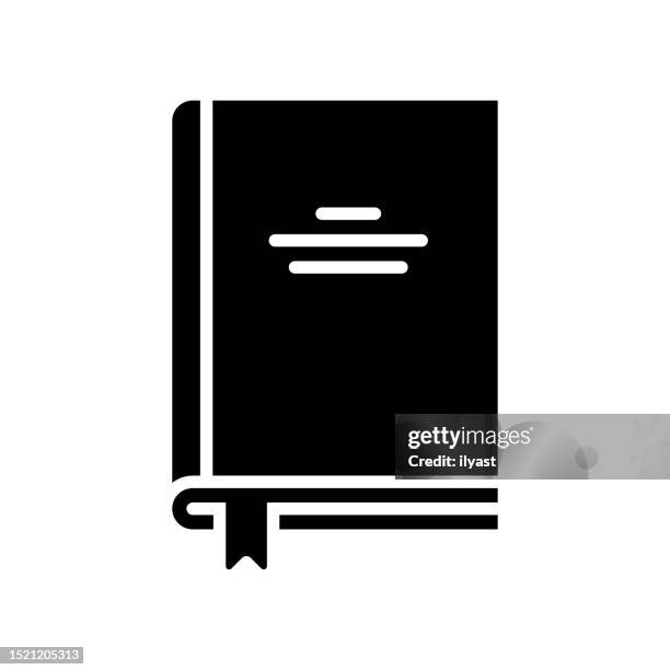 literature black line & fill vector icon - choosing book stock illustrations