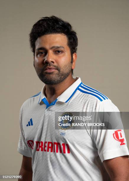 Rohit Sharma of India poses for a portrait at Windsor Park, Roseau, Dominica, on July 10, 2023.