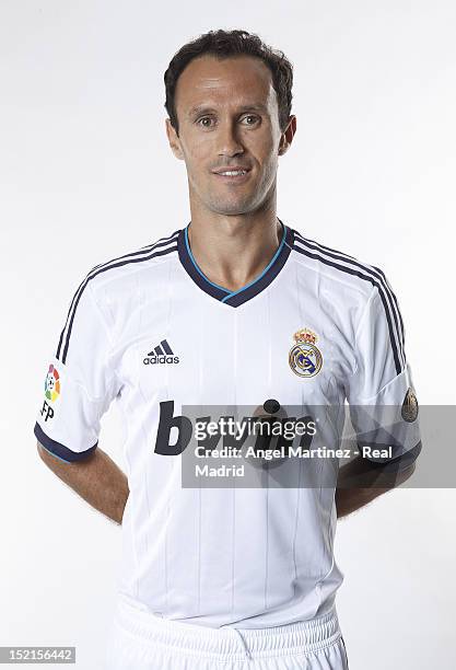 Ricardo Carvalho poses during the Real Madrid CF presentation at Valdebebas training ground on September 13, 2012 in Madrid, Spain.