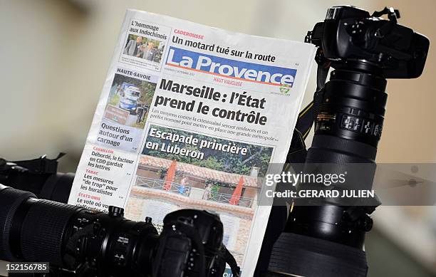 Copy of the French regional newspaper "La Provence", which published pictures of Prince William's wife Catherine, Duchess of Cambridge, taken while...