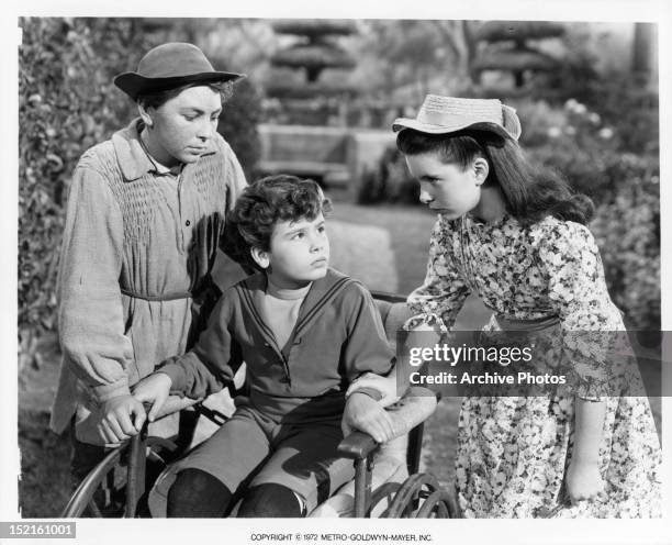 Brian Roper, Dean Stockwell and Margaret O'Brien in a scene from the film 'The Secret Garden', 1949.