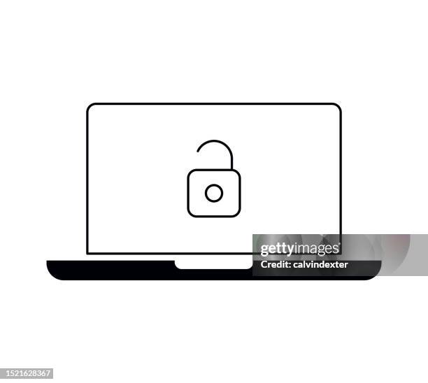 laptop computer - data breach stock illustrations