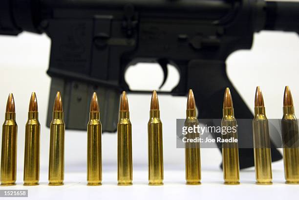 Several .223 caliber rounds are shown near a Bushmaster XM-15 October 25, 2002 in Hollywood, Florida. They are similar to the ones that were being...