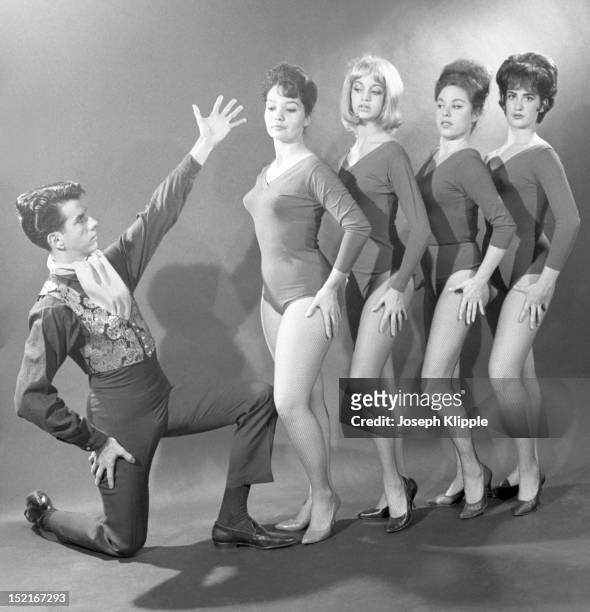 Portrait of the ballet ensemble at Wally Saunders Dance Studio, among them, American dancer, and future actress, Goldie Hawn , Baltimore, Maryland,...
