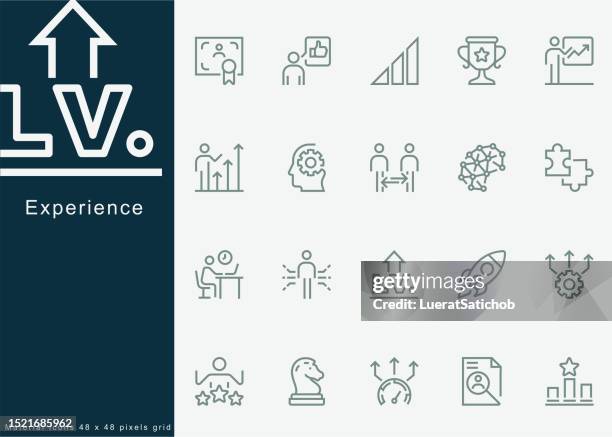 experience, business management , winners podium, presentation, financial growth, leadership, ideas, rocketship, mentoring, training, work experience, user experience.for mobile and web.line icons - thumb emoji stock illustrations
