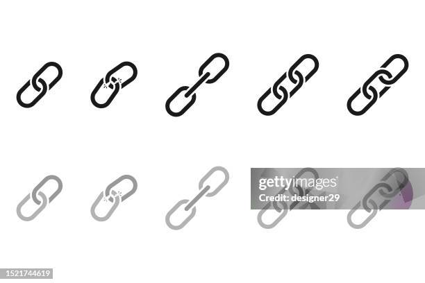chain link icon set vector design on white background. - break sign stock illustrations