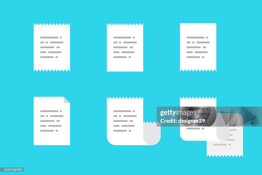 Reciept Paper Color Paper Receipt Set Vector Design On Color Background High-Res Vector ...
